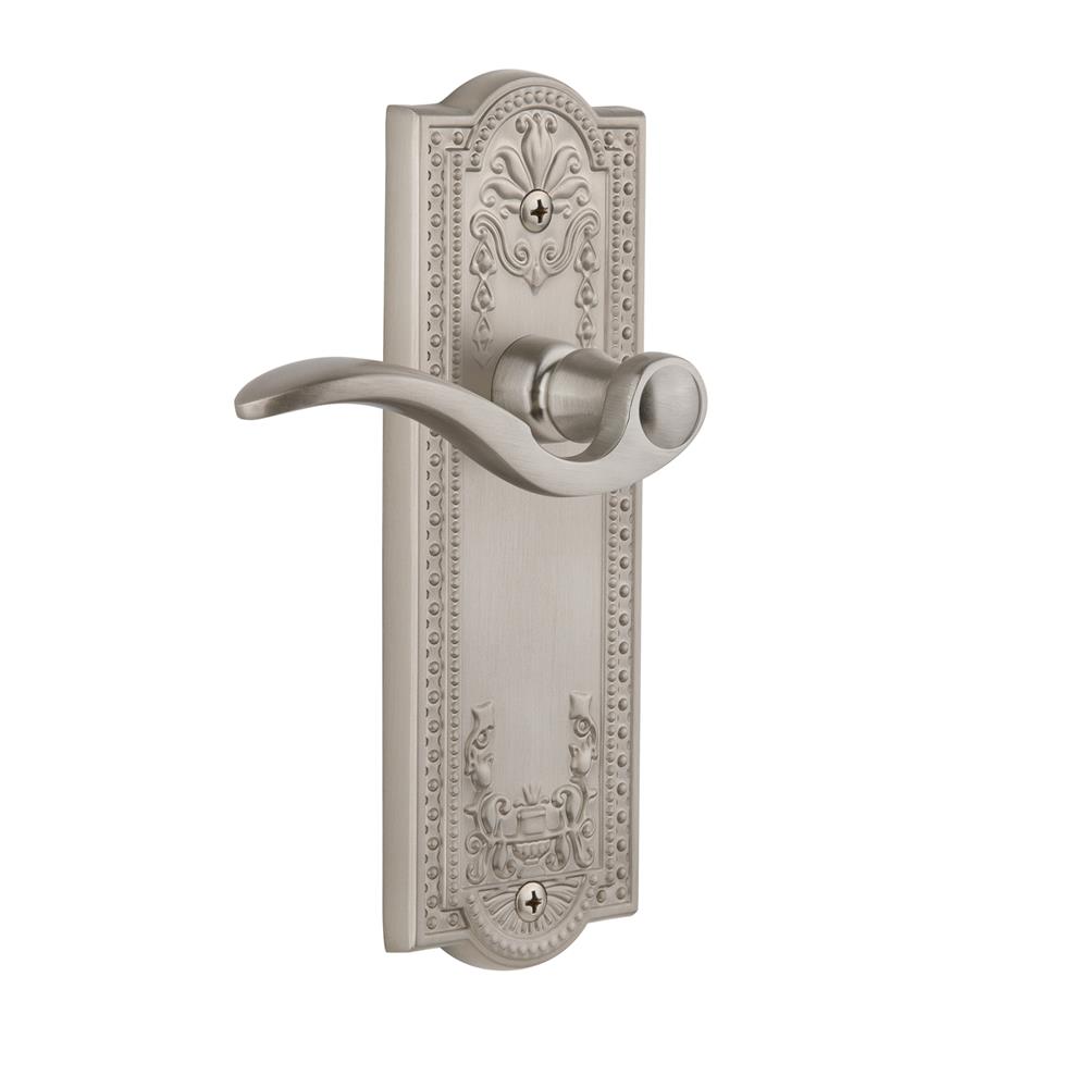 Grandeur by Nostalgic Warehouse PARBEL Privacy Knob - Parthenon Plate with Bellagio Lever in Satin Nickel